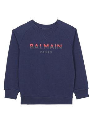 Balmain Navy Blue Cotton Sweatshirt