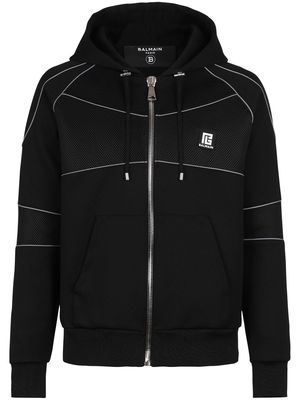 Balmain neoprene zip-up hoodie - Black