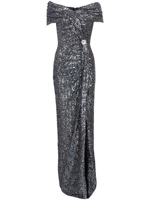 Balmain off-shoulder sequin-embellished gown - Silver