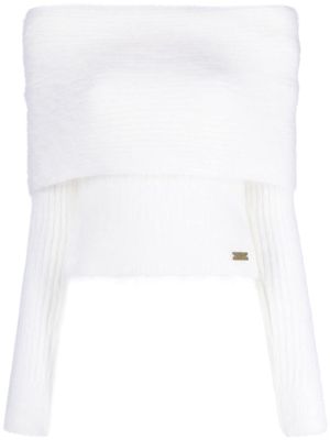 Balmain off-shoulder wool-blend jumper - White