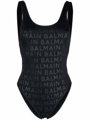 Balmain Olimpionic logo-print swimsuit - Black