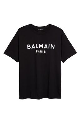 Balmain Organic Cotton Logo Graphic T-Shirt in Eab Black/White