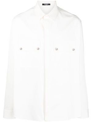 Balmain painterly-print cotton shirt - White