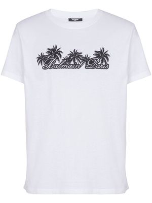 Balmain Palm-print cotton T-shirt - White