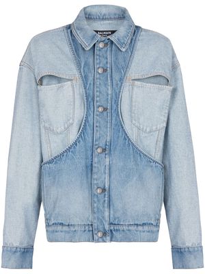 Balmain panelled-design denim jacket - Blue