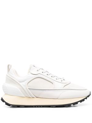 Balmain panelled-low-top leather sneakers - White