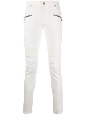 Balmain panelled skinny jeans - White