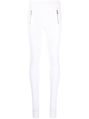 Balmain panelled slim-cut leggings - White
