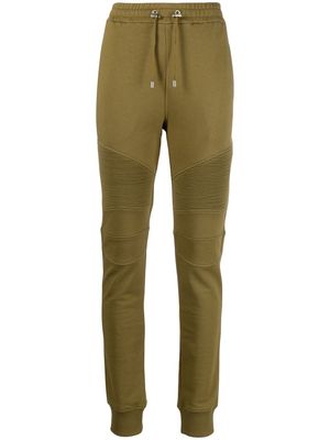 Balmain panelled slim-cut track pants - Green
