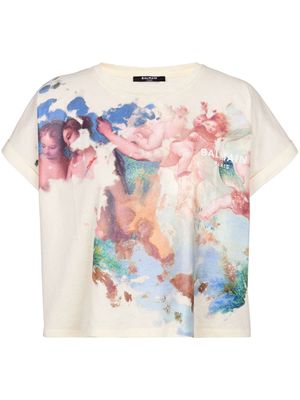 Balmain Pastel-print cropped T-shirt - White