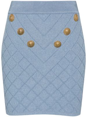 Balmain pattern-jacquard miniskirt - Blue