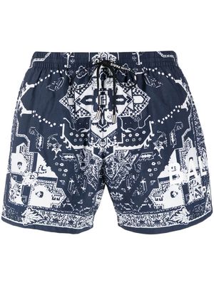 Balmain patterned jacquard swim shorts - Blue