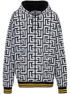 Balmain PB monogram jacquard hoodie - White