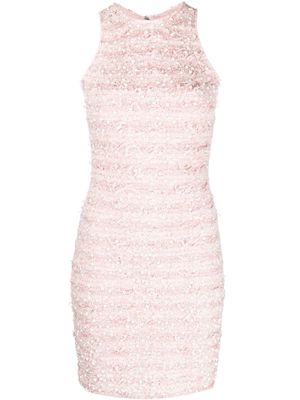 Balmain pearl-bead tweed mini dress - Pink