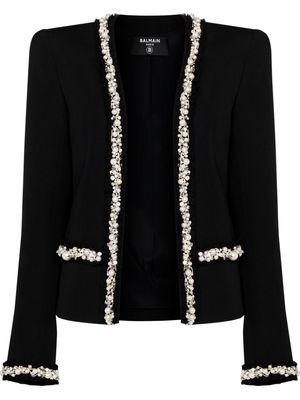 Balmain pearl-trim oversized jacket - Black