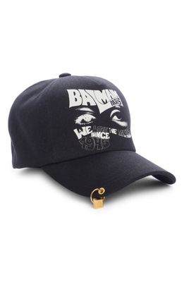 Balmain Pierced Brim Logo Graphic Baseball Cap in Eab Black/White