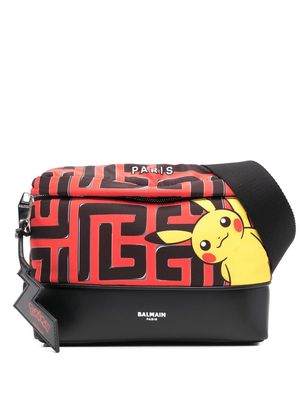 Balmain Pikachu-motif leather-trim belt bag - Black
