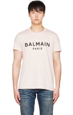 Balmain Pink Print T-Shirt