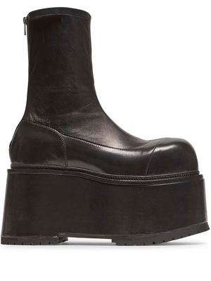 Balmain Platform leather boots - Black