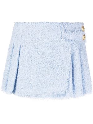 Balmain pleated front mini skirt - Blue