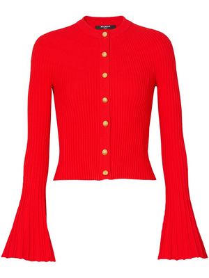 Balmain pleated knit cardigan - Red