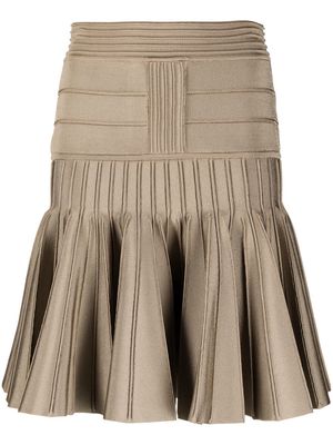 Balmain pleated knit miniskirt - Neutrals
