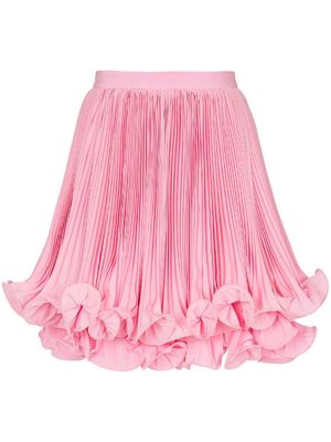 Balmain pleated ruffle-hem skirt - Pink