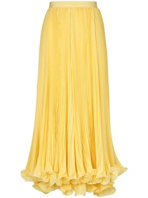 Balmain pleated ruffle-hem skirt - Yellow