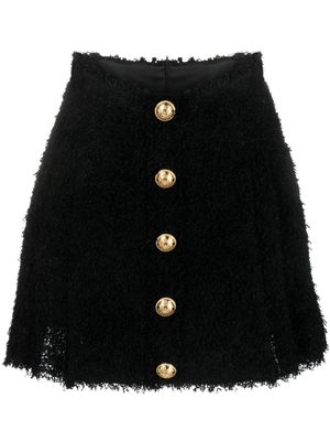 Balmain pleated tweed miniskirt - Black