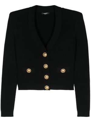 Balmain pointelle-knit V-neck cardigan - Black