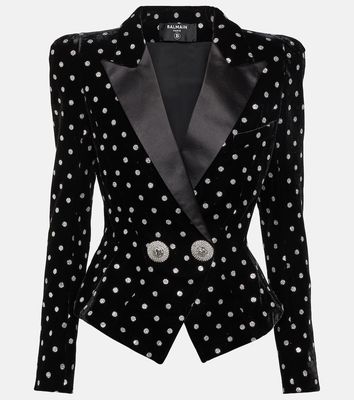 Balmain Polka-dot embellished velvet blazer