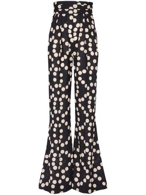 Balmain polka-dot wide-leg silk trousers - Black