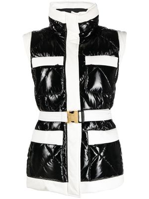 Balmain quilted belted gilet - Blue