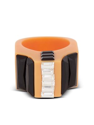 Balmain rhinestone-embellished flat-band ring - Orange