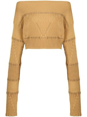 Balmain ribbed-knit cropped jumper - Yellow