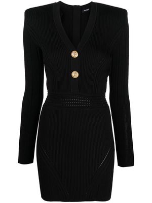 Balmain ribbed-knit mini dress - Black