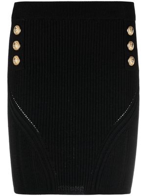 Balmain ribbed-knit mini skirt - Black