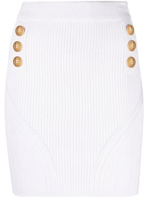 Balmain ribbed-knit mini skirt - White
