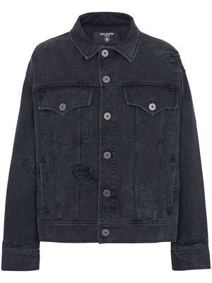 Balmain ripped-detail denim jacket - Black