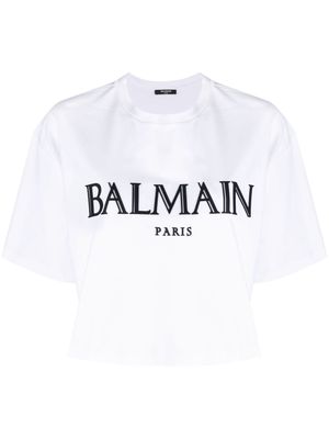 Balmain ROMAN RUBBER BALMAIN CROPPED T-SHIRT - GAB