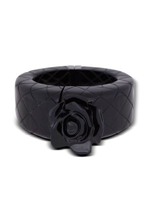 Balmain rose-appliqué engraved bracelet - Black