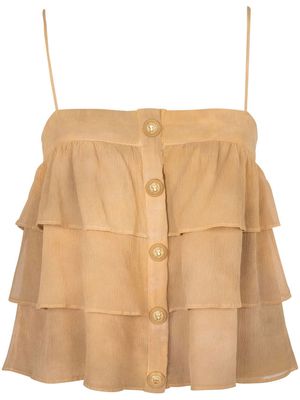 Balmain ruffled silk blouse - Neutrals