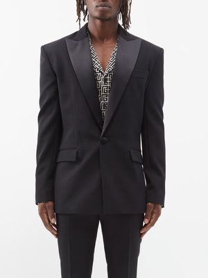 Balmain - Satin-lapel Wool-twill Tuxedo Jacket - Mens - Black