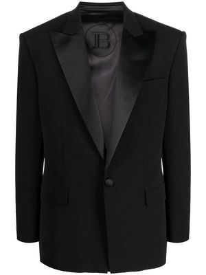 Balmain satin-lapels single-breasted tuxedo blazer - Black
