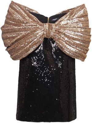 Balmain sequin-embellished bardot minidress - EAD