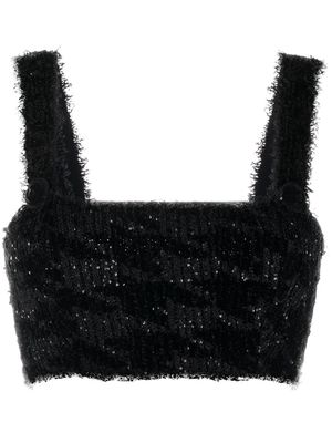 Balmain sequin knitted crop top - Black