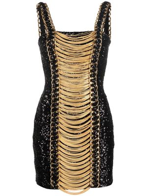 Balmain sequinned chain-link mini dress - Black