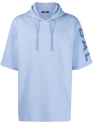 Balmain short-sleeve cotton hoodie - Blue