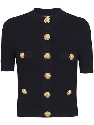 Balmain short-sleeve cropped cardigan - Black