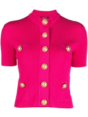 Balmain short-sleeved buttoned cardigan - Pink